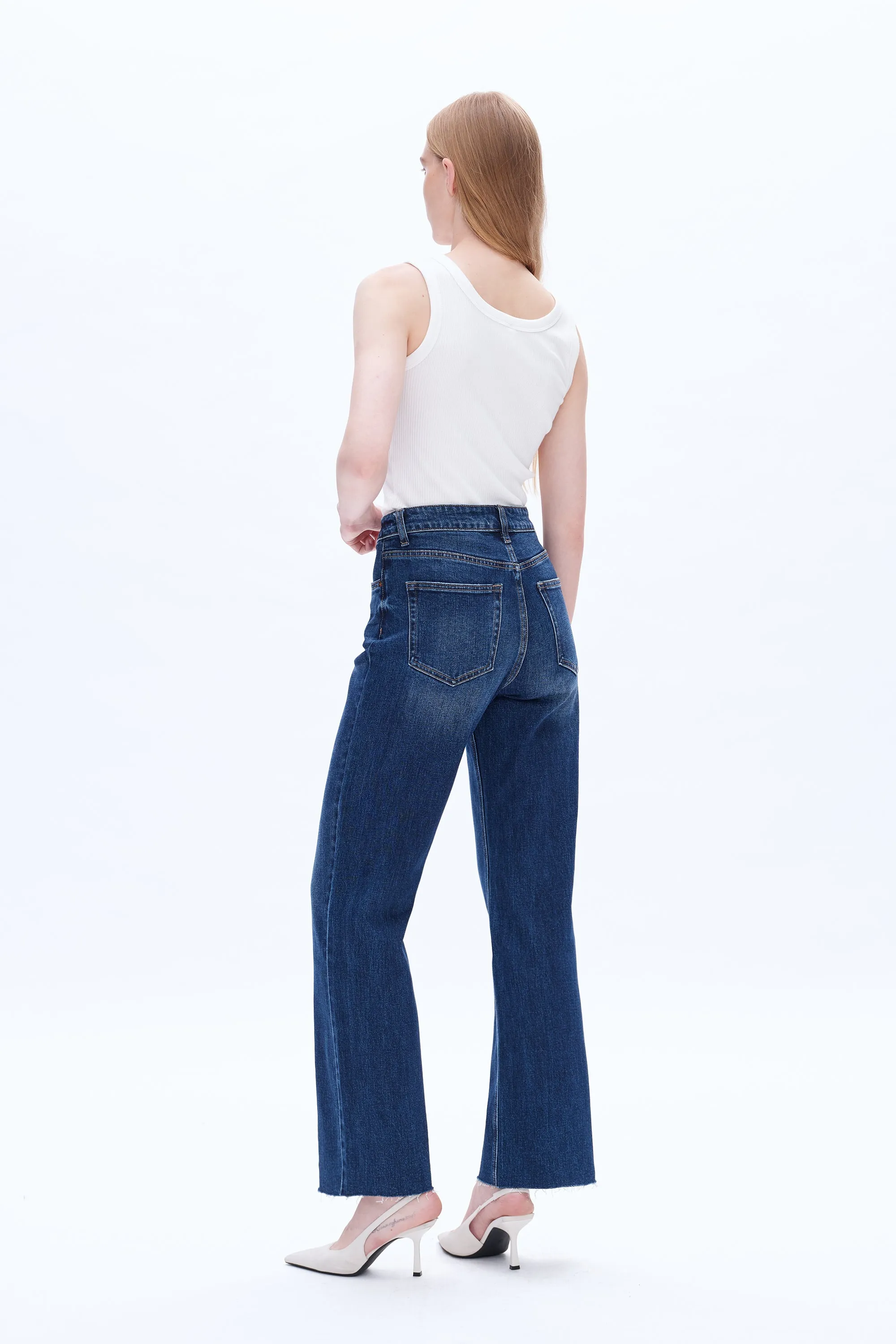 HIGH RISE WIDE LEG JEANS BYW8066 SAPPHIRE