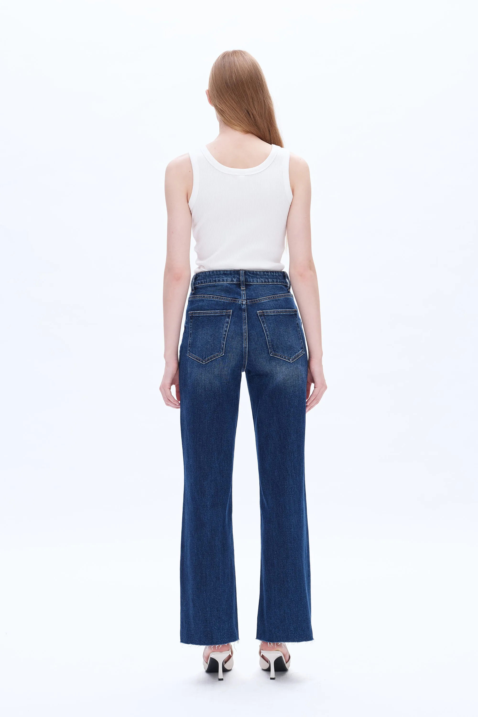 HIGH RISE WIDE LEG JEANS BYW8066 SAPPHIRE