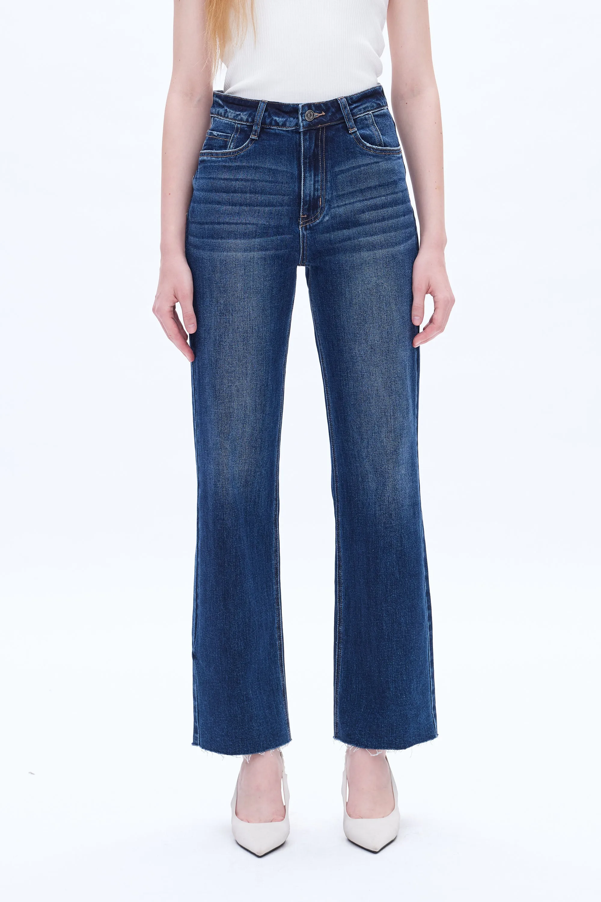 HIGH RISE WIDE LEG JEANS BYW8066 SAPPHIRE