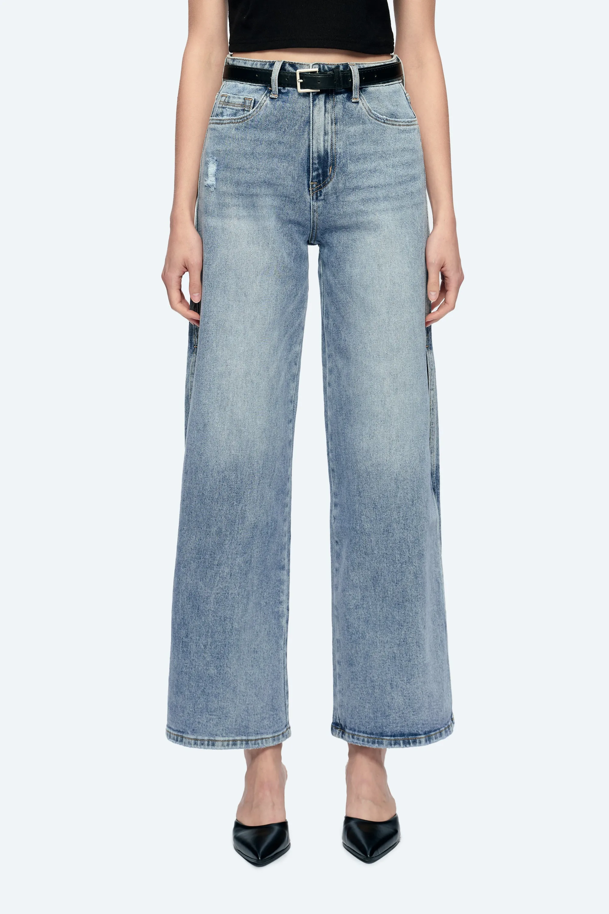 HIGH RISE WIDE LEG JEANS WITH SLIT BYW8037 SUMMER