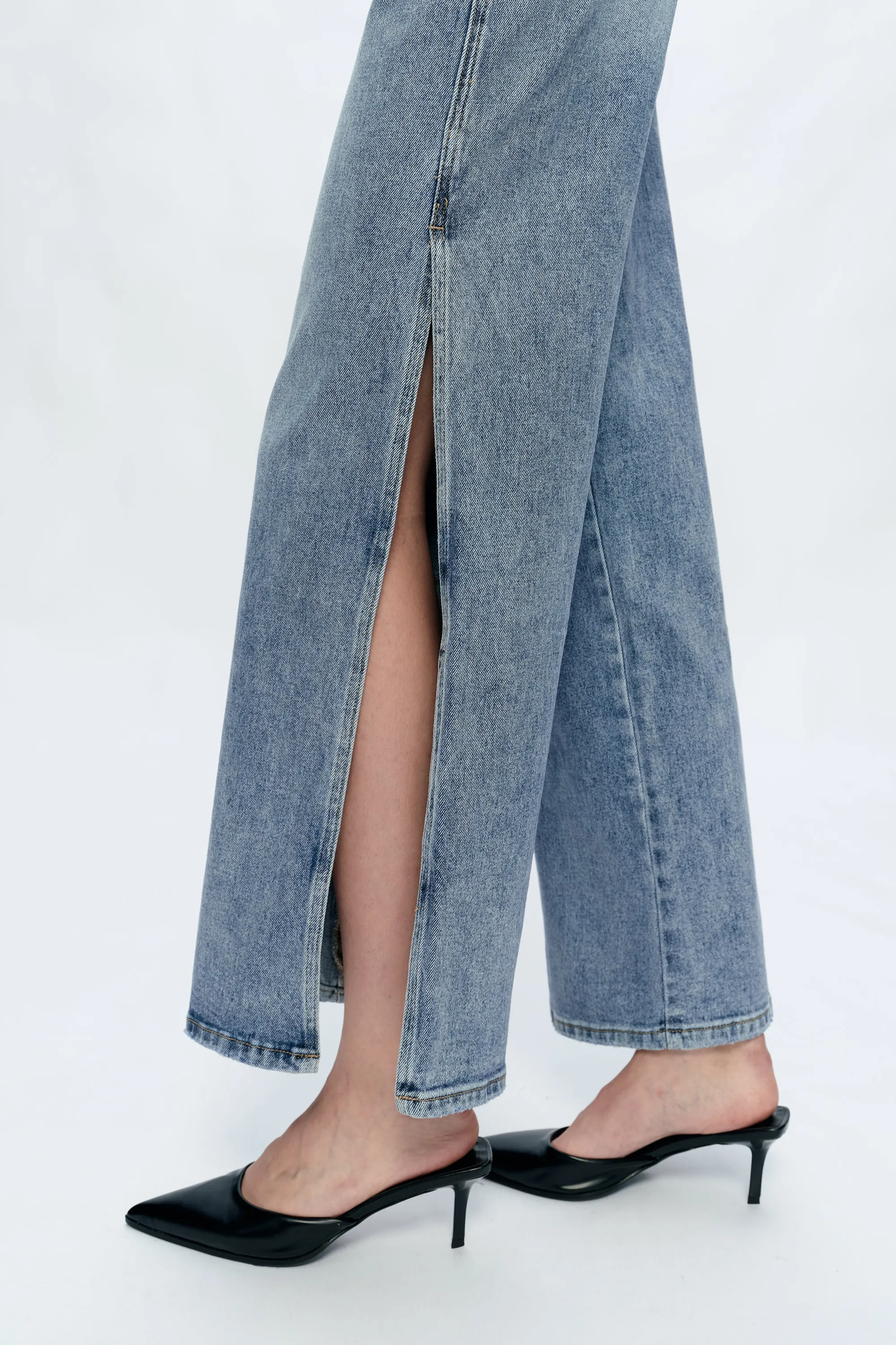 HIGH RISE WIDE LEG JEANS WITH SLIT BYW8037 SUMMER