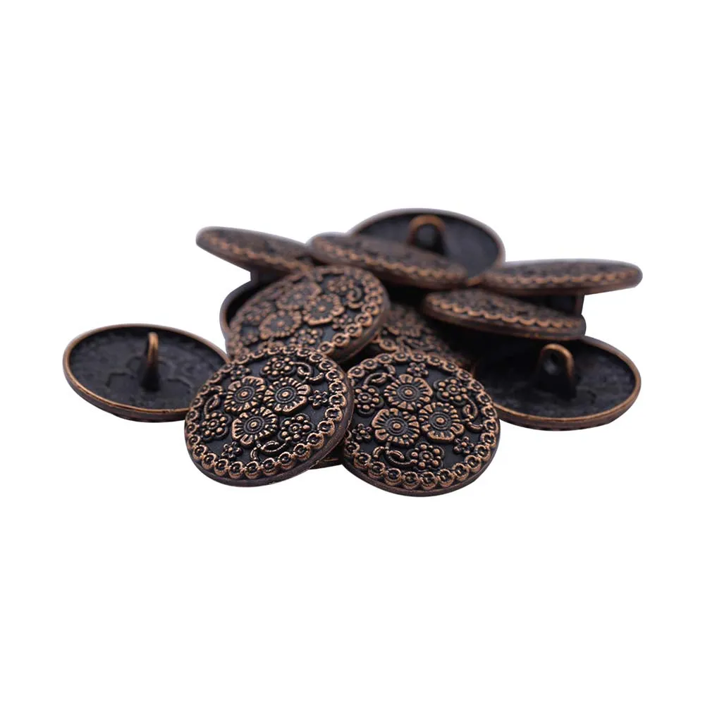 Intricate Flower Design Antique Finish Metal Buttons for Sherwani