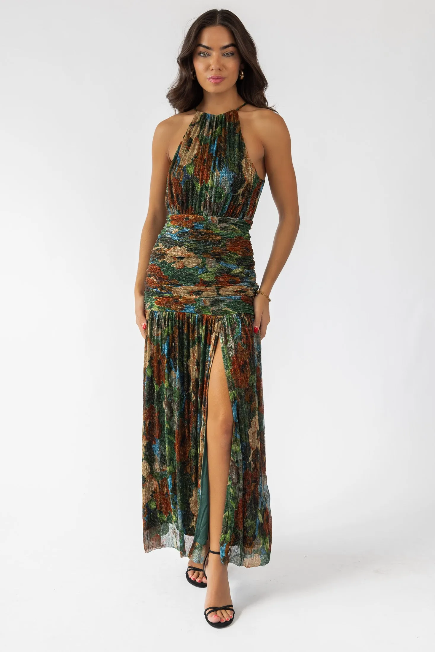 Isra Floral Ruched Maxi Dress