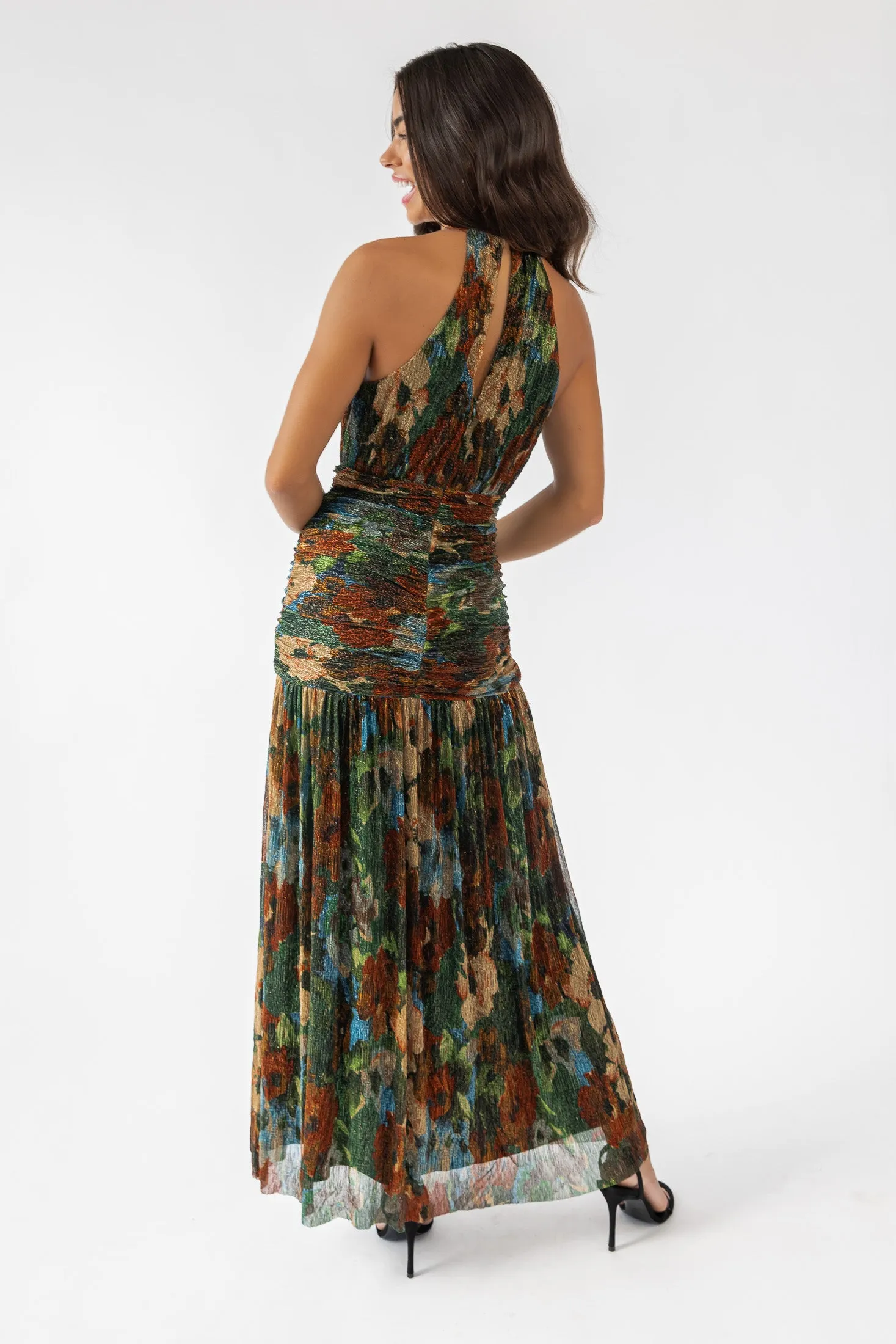 Isra Floral Ruched Maxi Dress