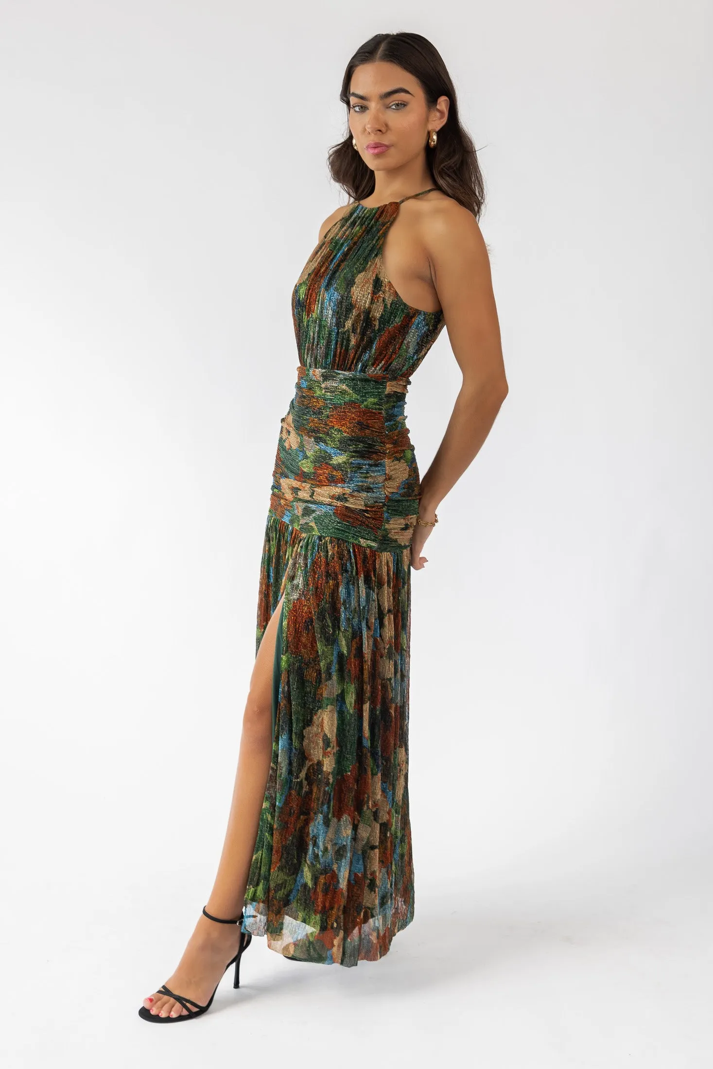 Isra Floral Ruched Maxi Dress