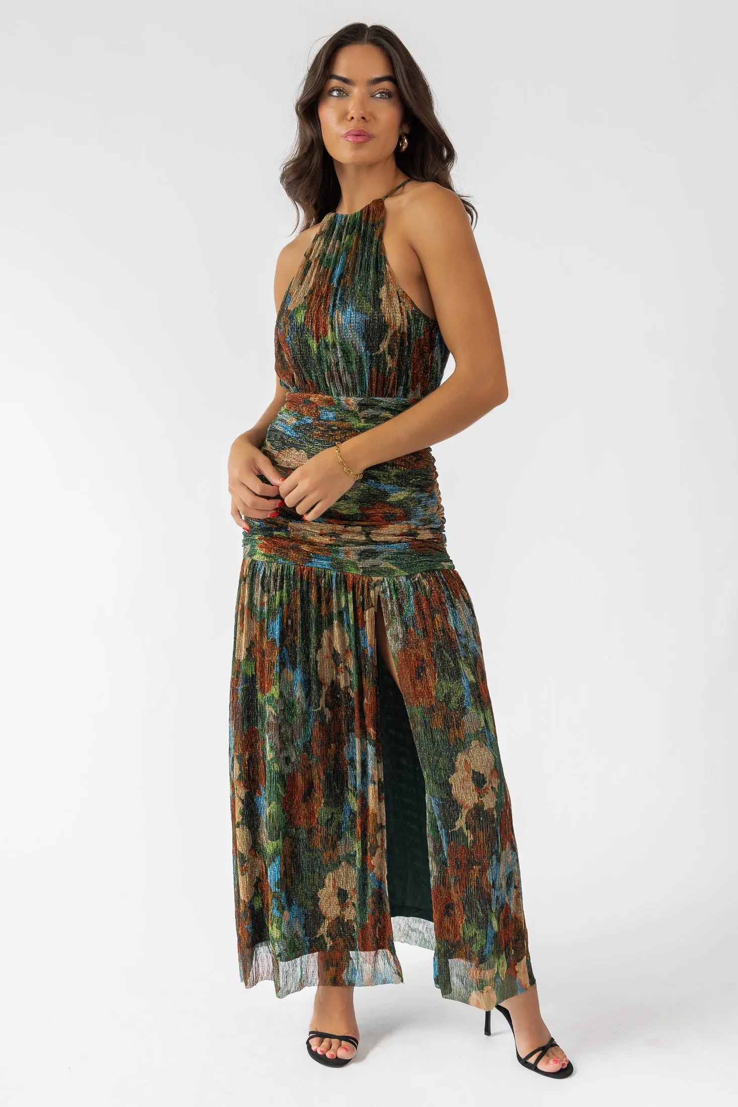 Isra Floral Ruched Maxi Dress