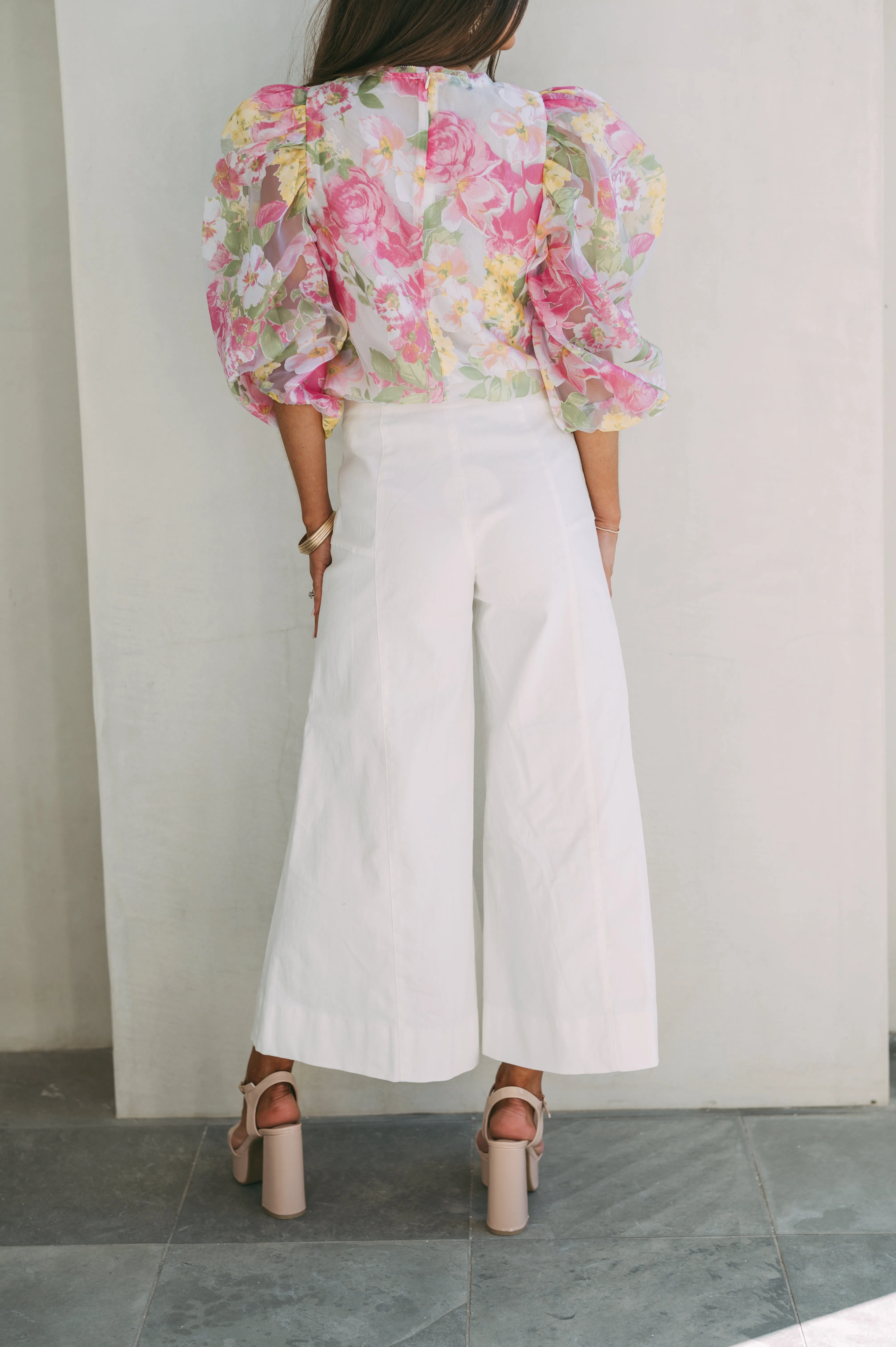 Judson Cropped Wide Leg Pants-Off White