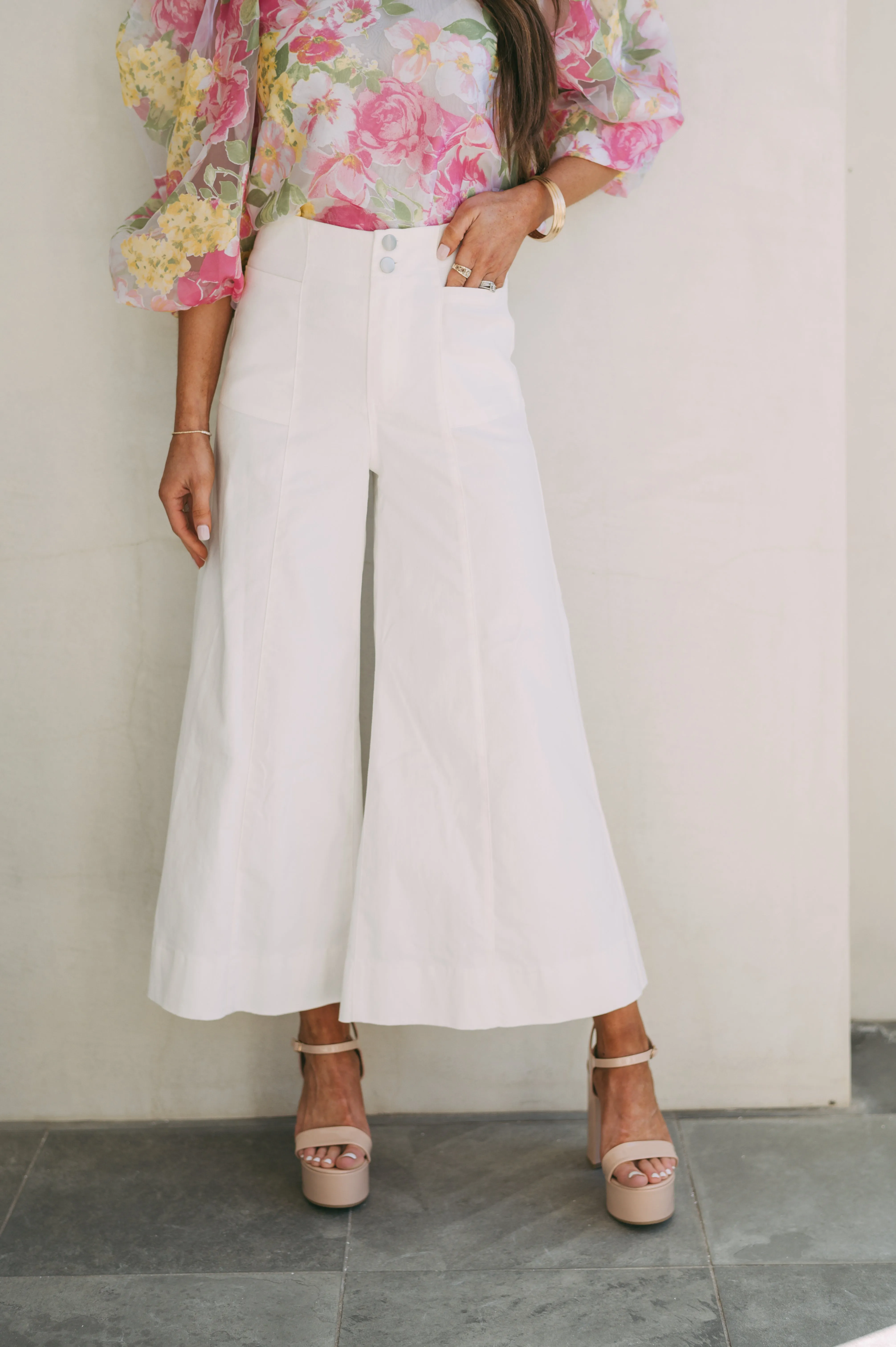 Judson Cropped Wide Leg Pants-Off White