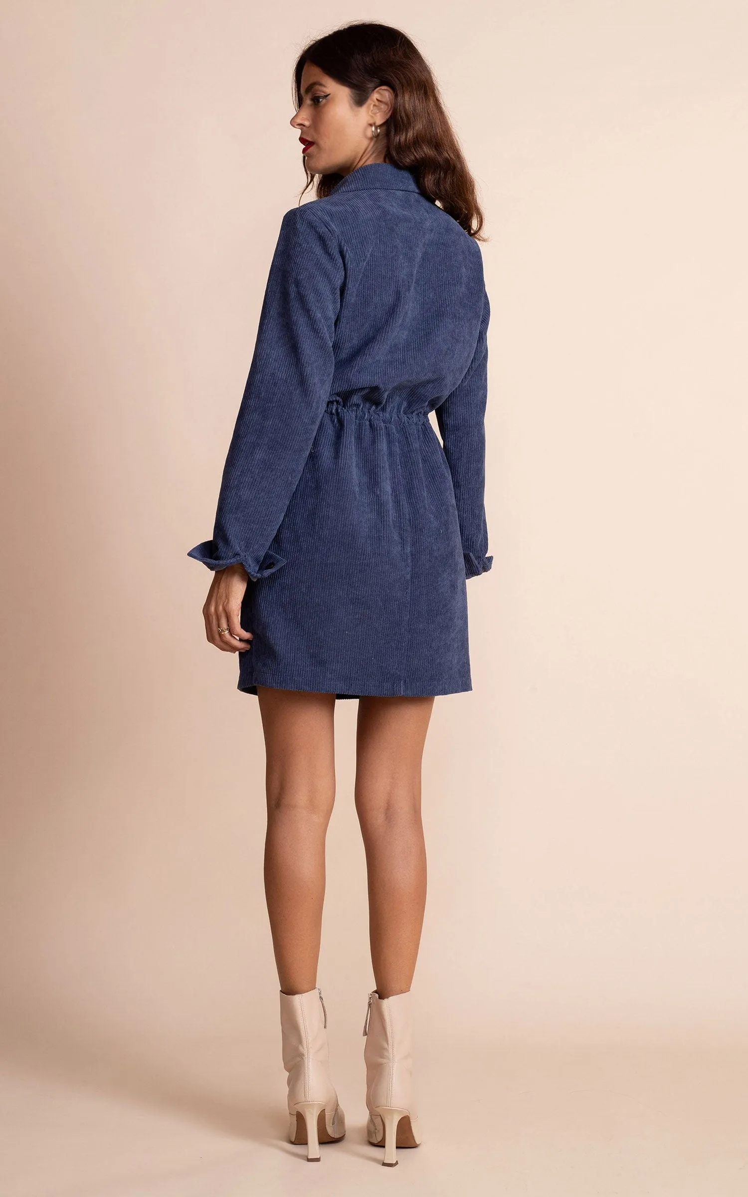 Kali Corduroy Dress in Army Blue