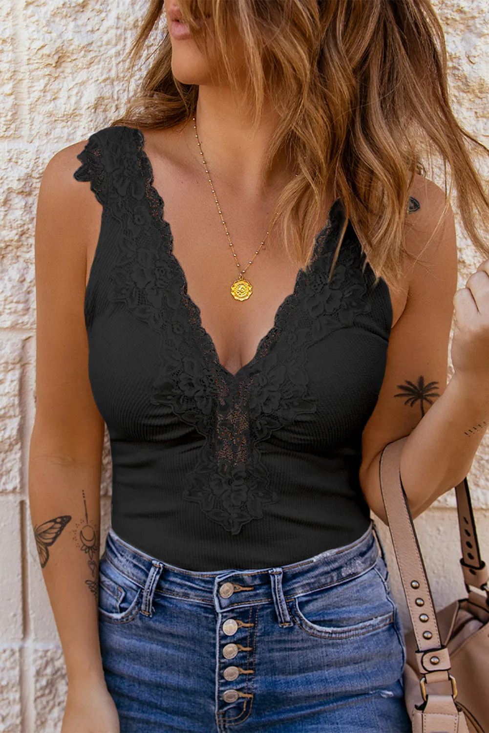 Lace V-Neck Body Suit