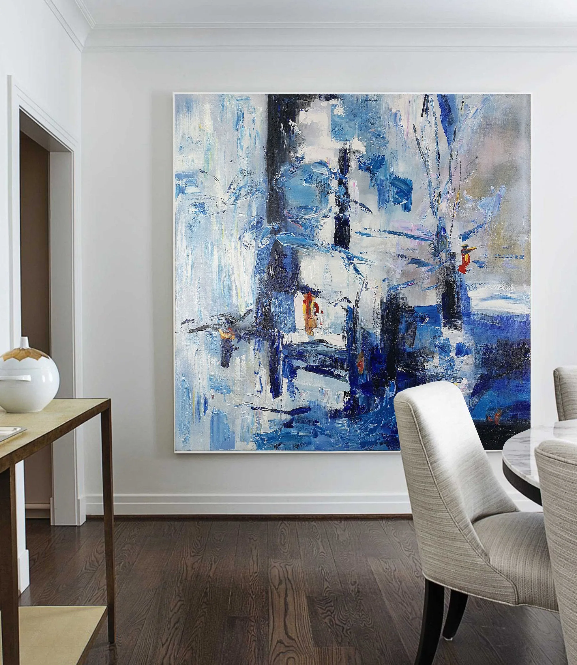 Large Blue White Abstract Painting Bedroom Art Paintings Dp115