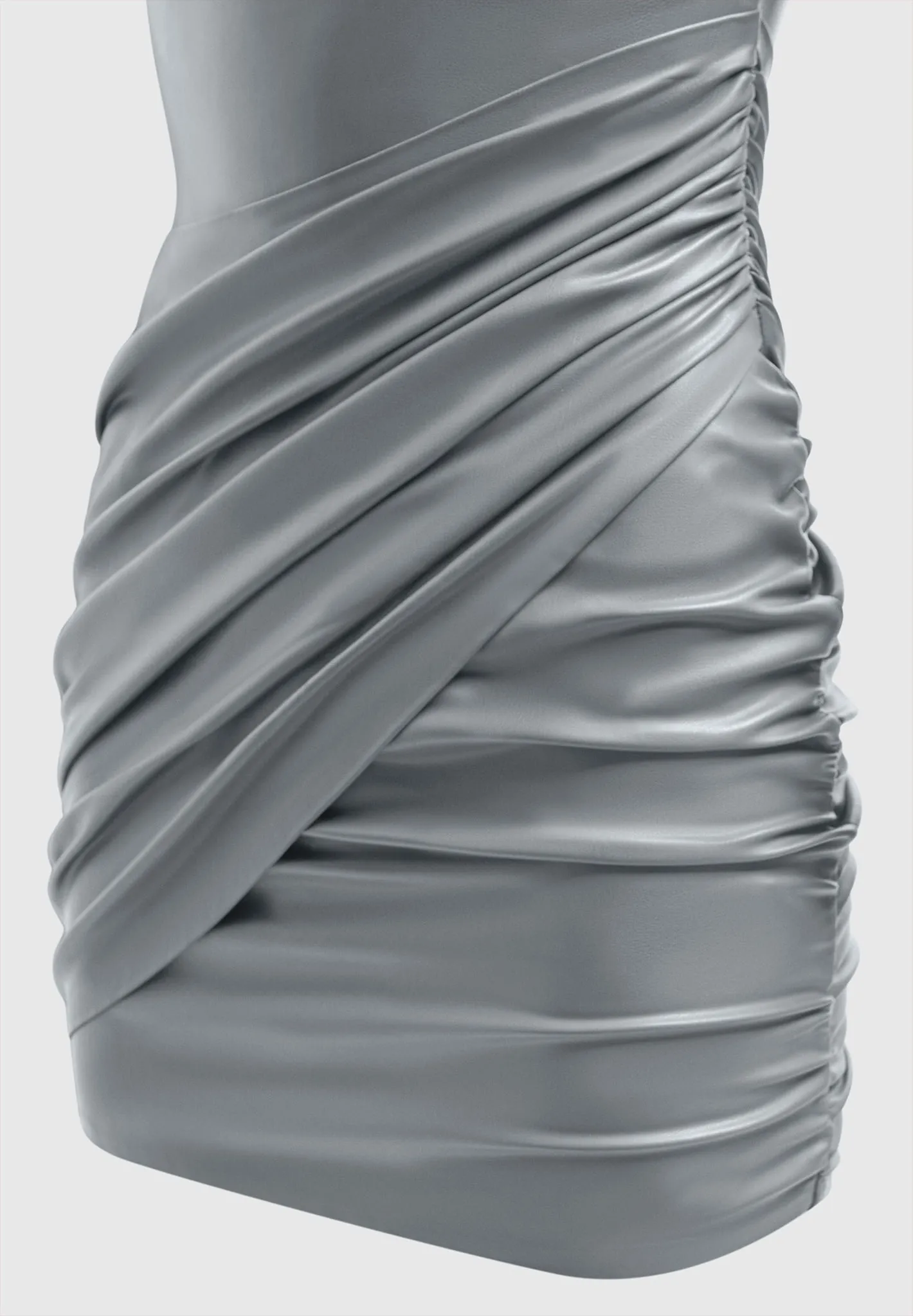 Leather Gathered Dress - Grey