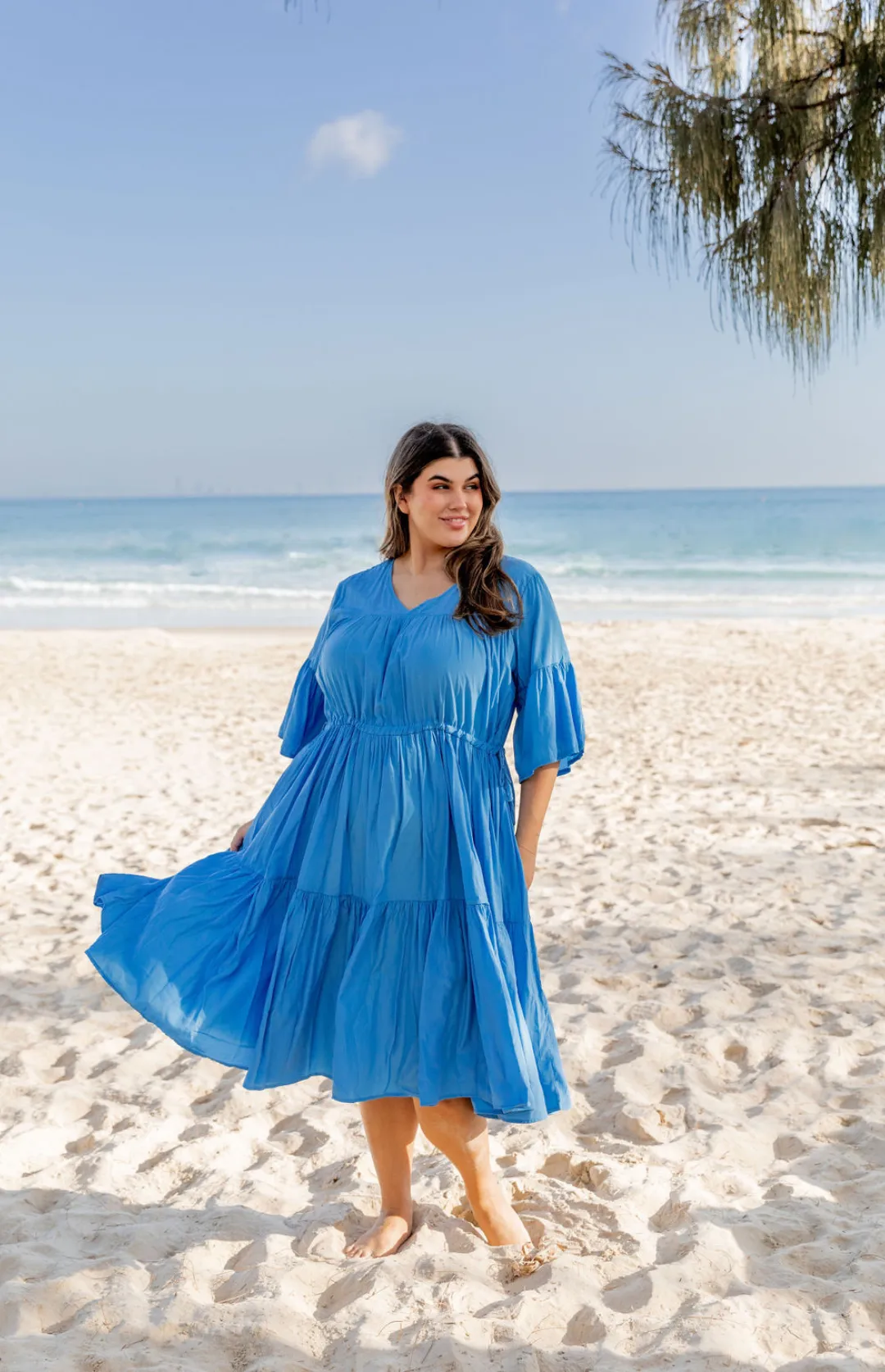 Lillie Dress in Aqua Blue by Worthier