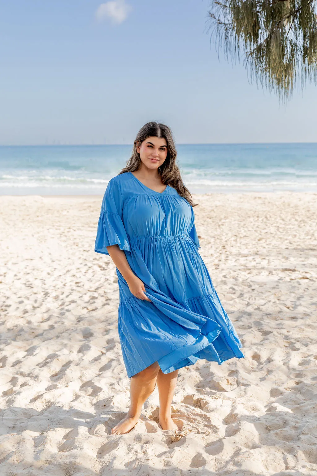 Lillie Dress in Aqua Blue by Worthier