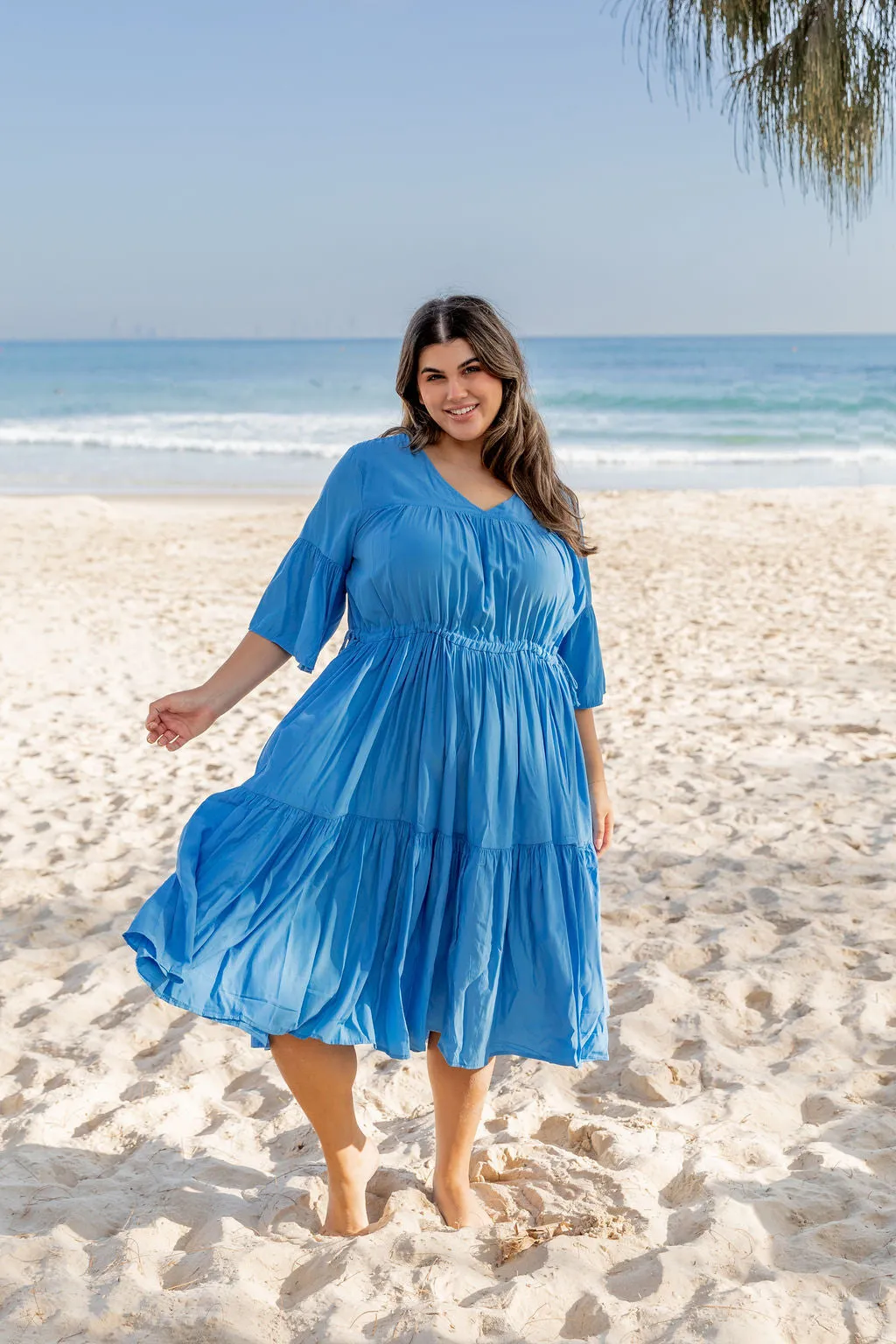 Lillie Dress in Aqua Blue by Worthier