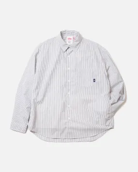 L/S Work Shirt - White / Navy Blue Stripe