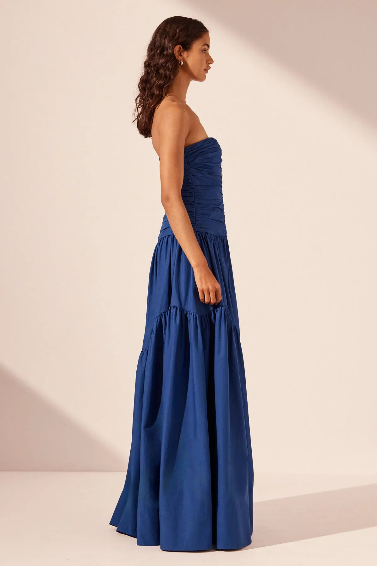 MAIORI CONTOUR RUCHED MAXI DRESS - AZURE