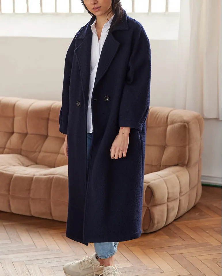 Monk Boiled wool Coat NAVY