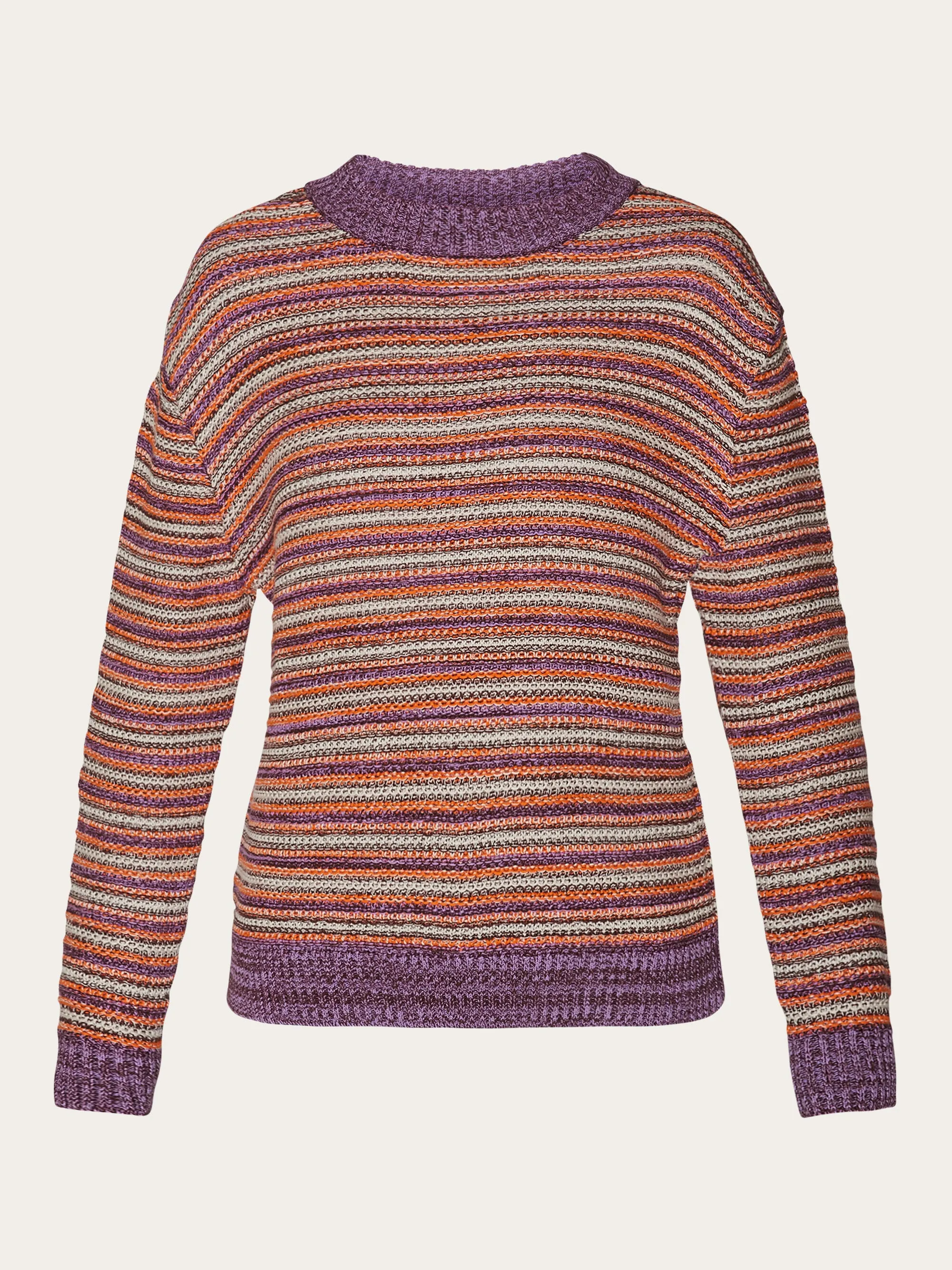 Multi color knitted crew neck - Lenzing/Vegan - Multi color stripe