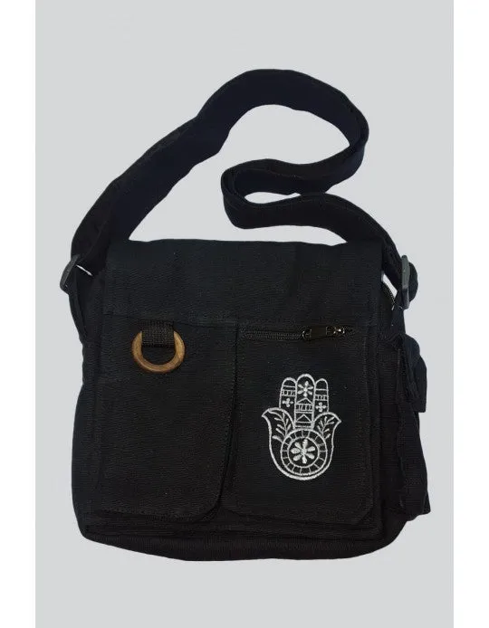 Multi-Pocket Purse ~ Black with Hamsa