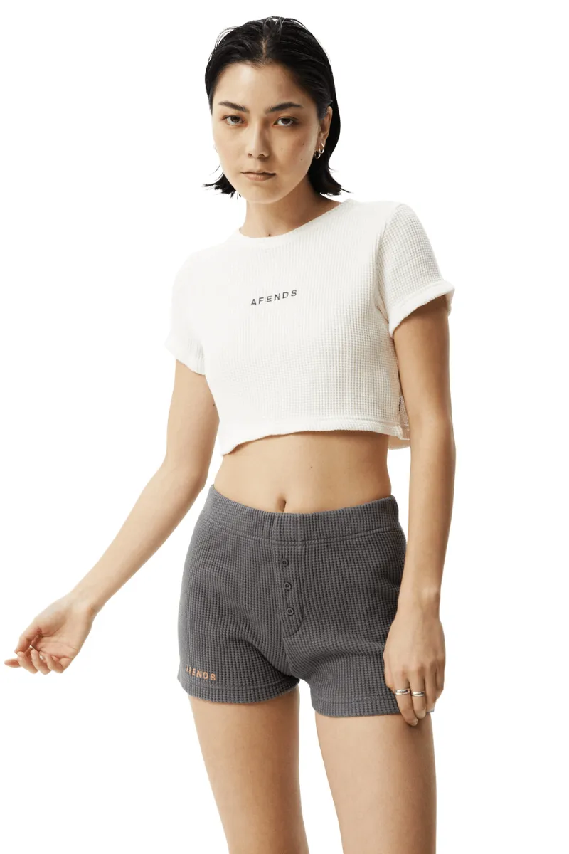 Off White Ari Recycled Waffle Cropped Tee