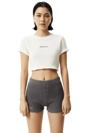 Off White Ari Recycled Waffle Cropped Tee