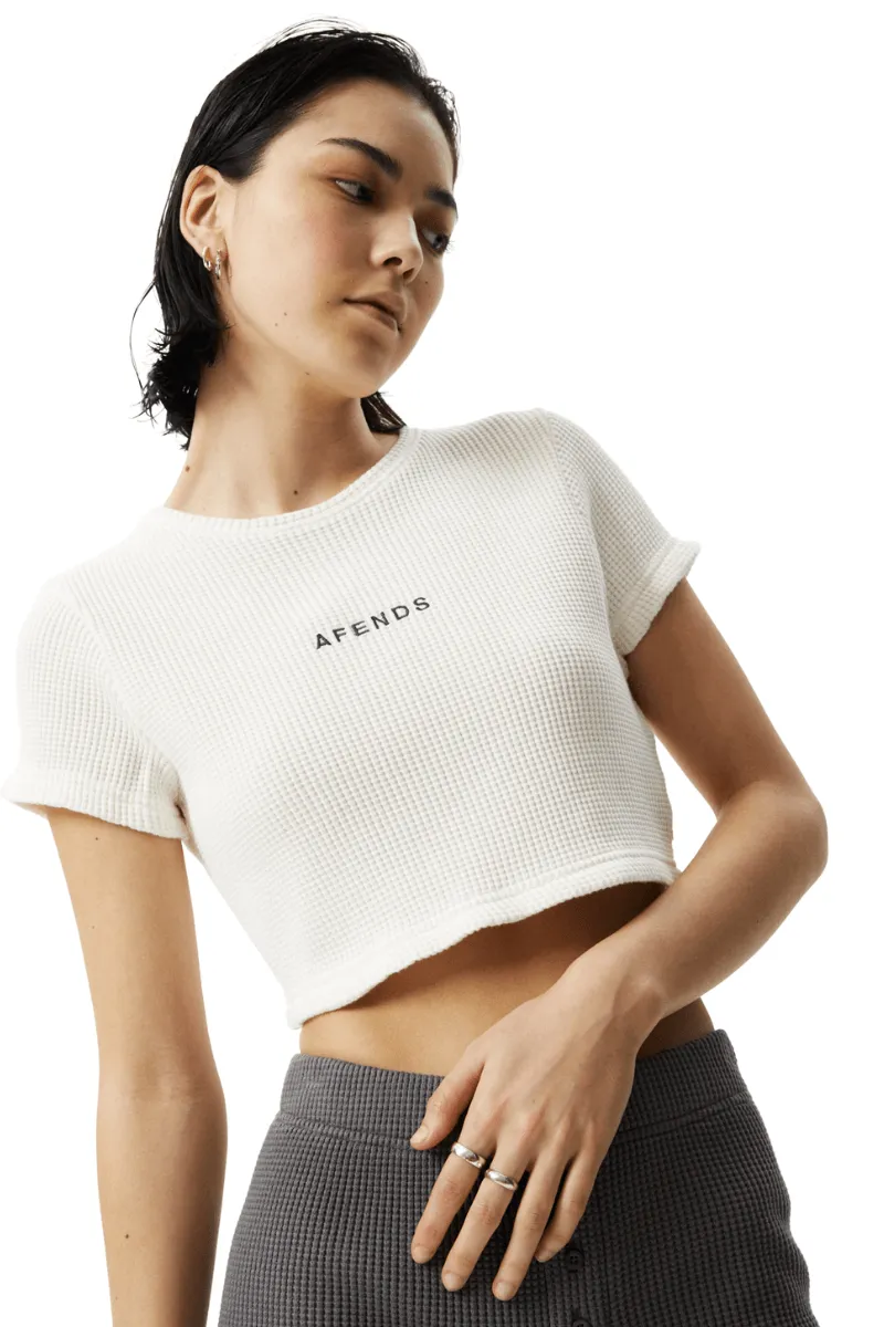 Off White Ari Recycled Waffle Cropped Tee