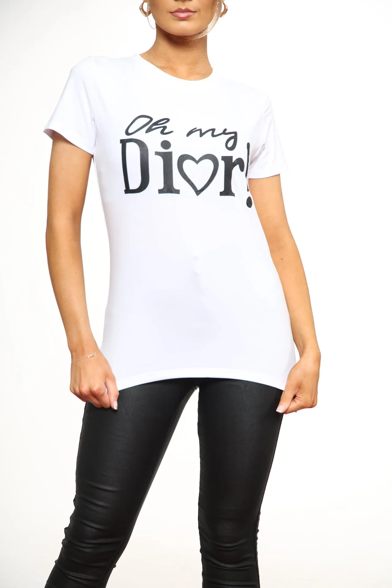 'OH MY DIOR' SLOGAN  PRINT T-SHIRT