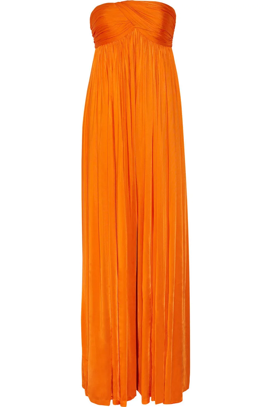 Orange Strapless Stretch Satin Jumpsuit