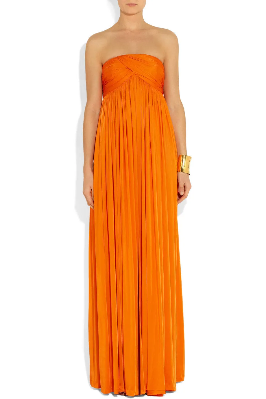 Orange Strapless Stretch Satin Jumpsuit