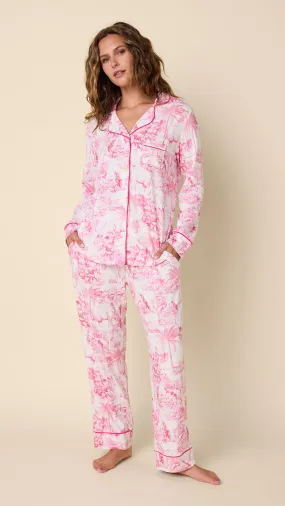 Palm Grove Toile Pima Knit Long-Sleeved Pajama