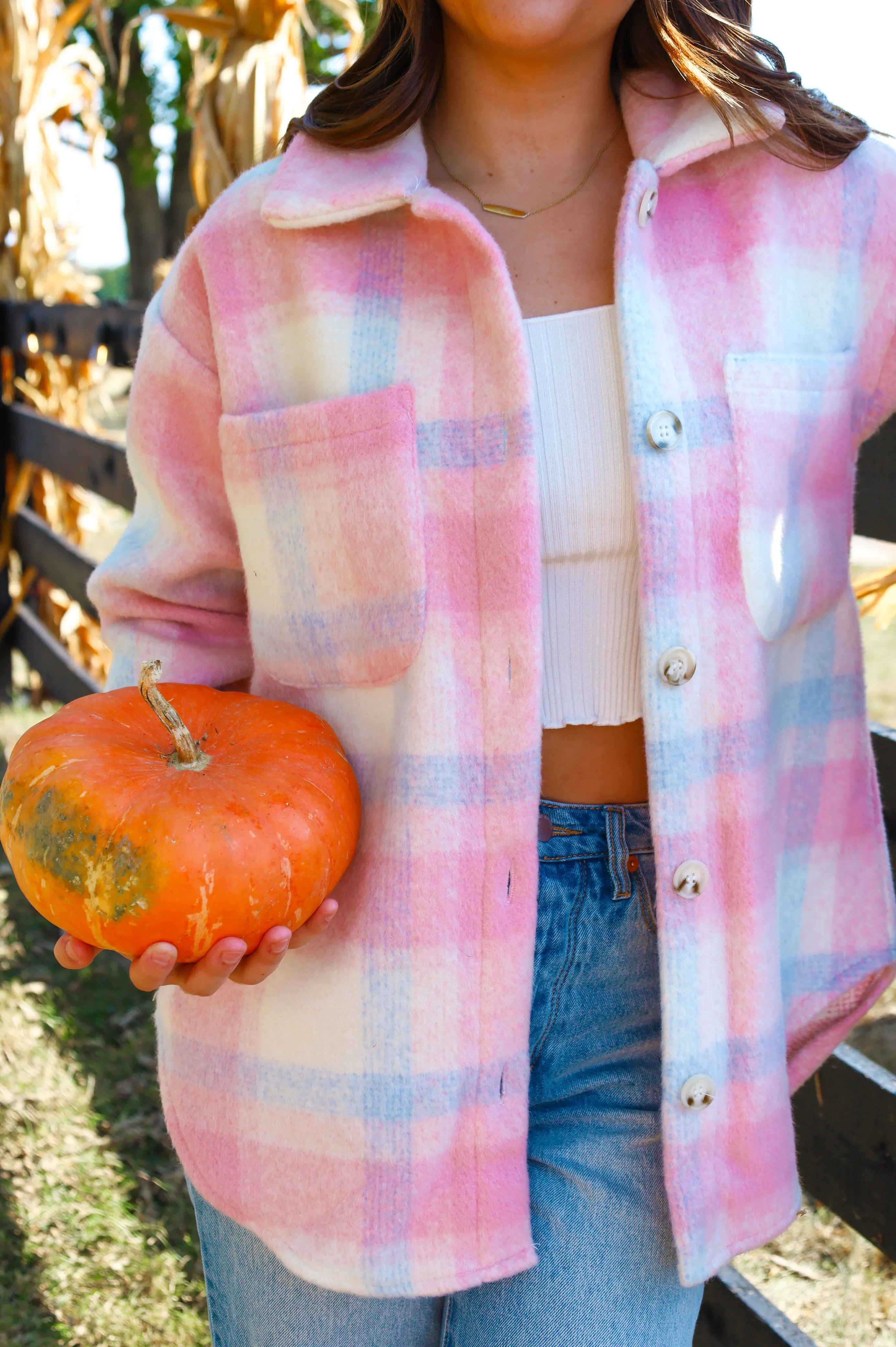 PINK PLAID SHACKET