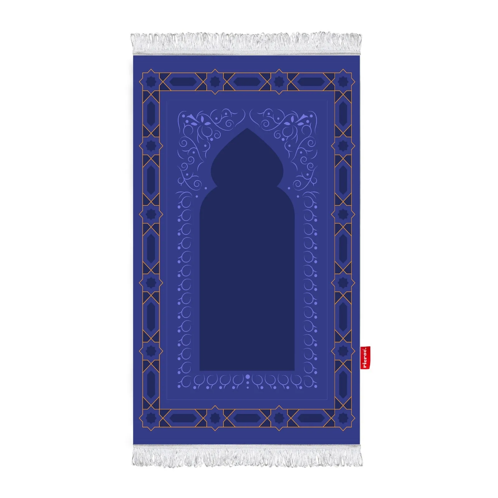 Printed Fiber Padded Prayer Mat- Dark Blue