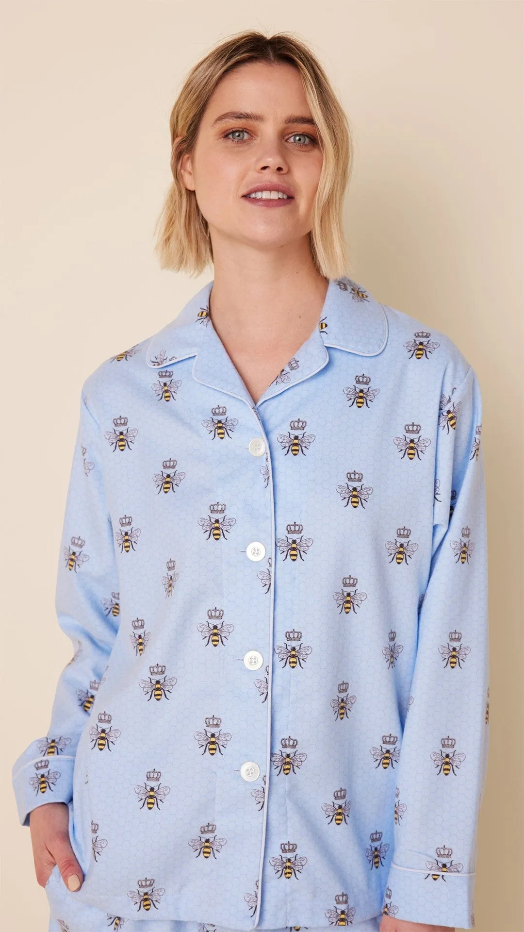 Queen Bee Flannel Pajama - Blue