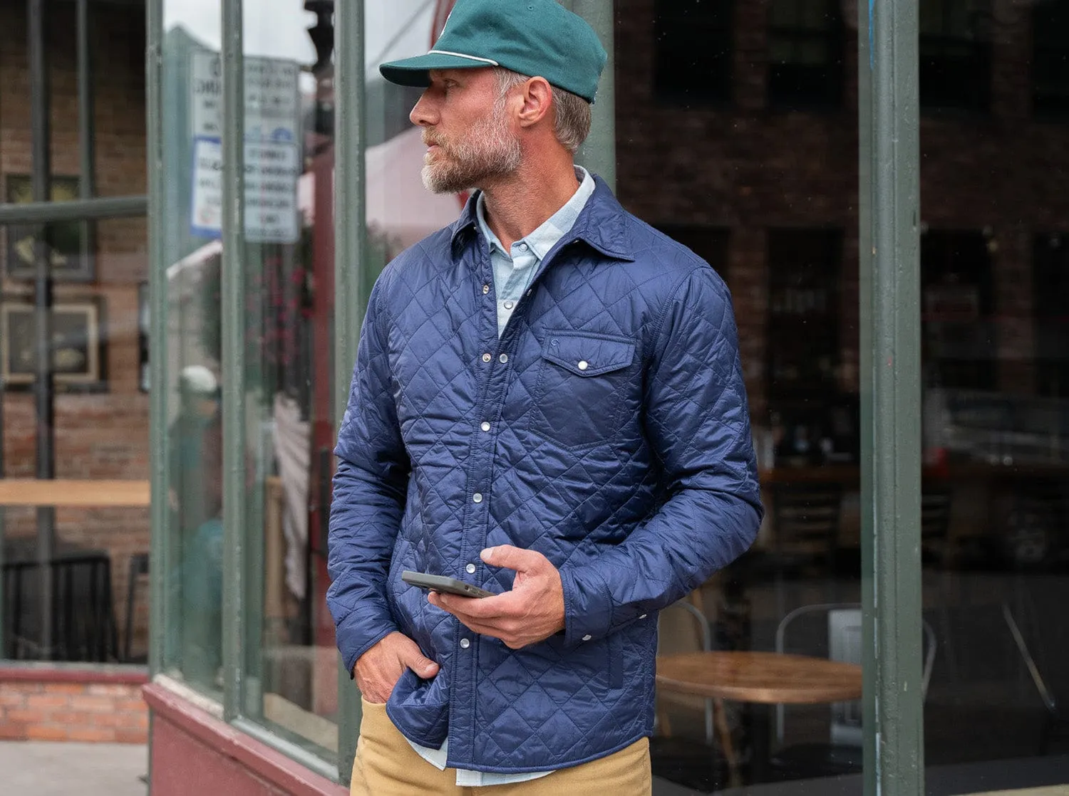 Quilted Shacket - Navy Blue