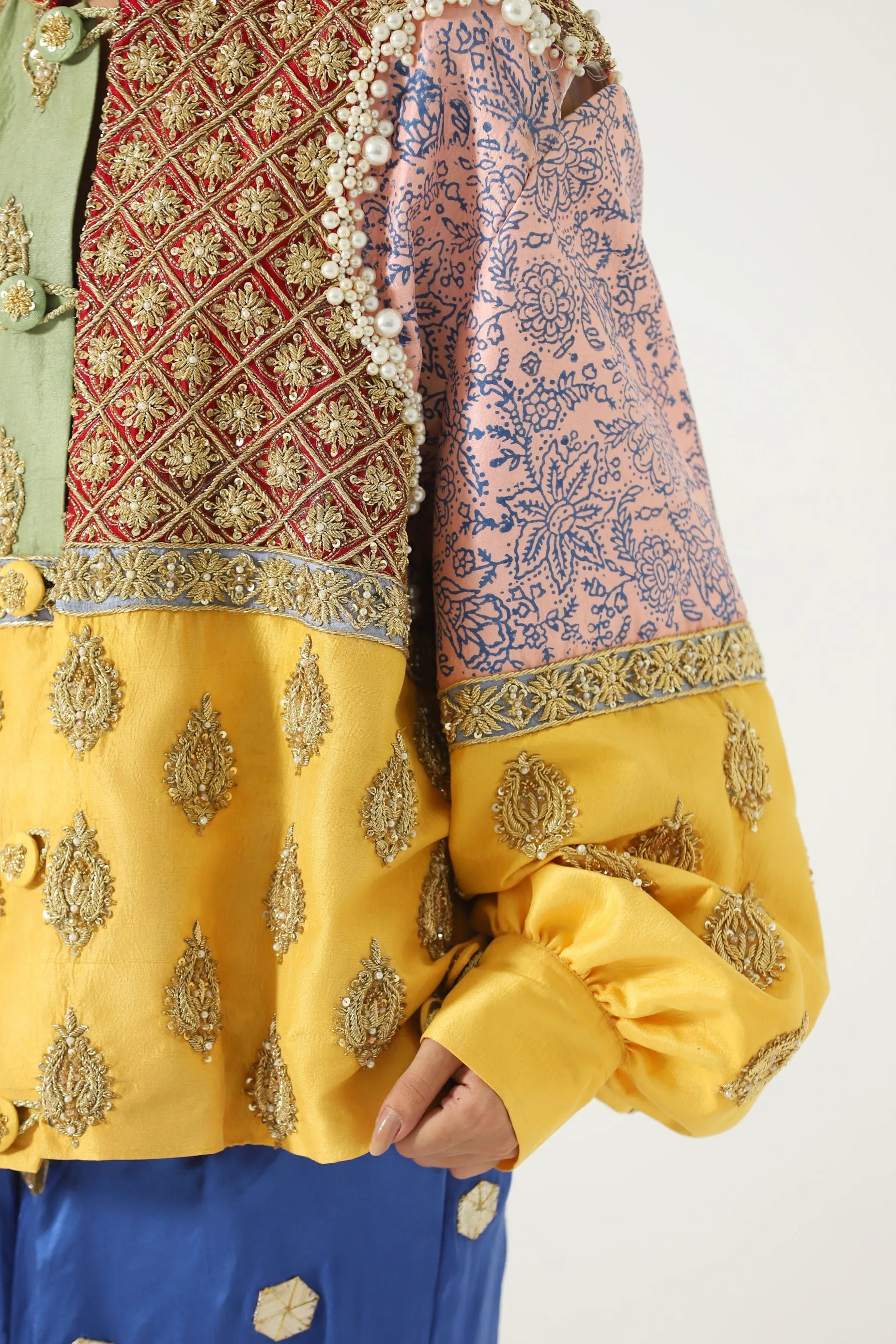 "BARSAAT" HAND EMBROIDERED SILK SHIRT-JACKET