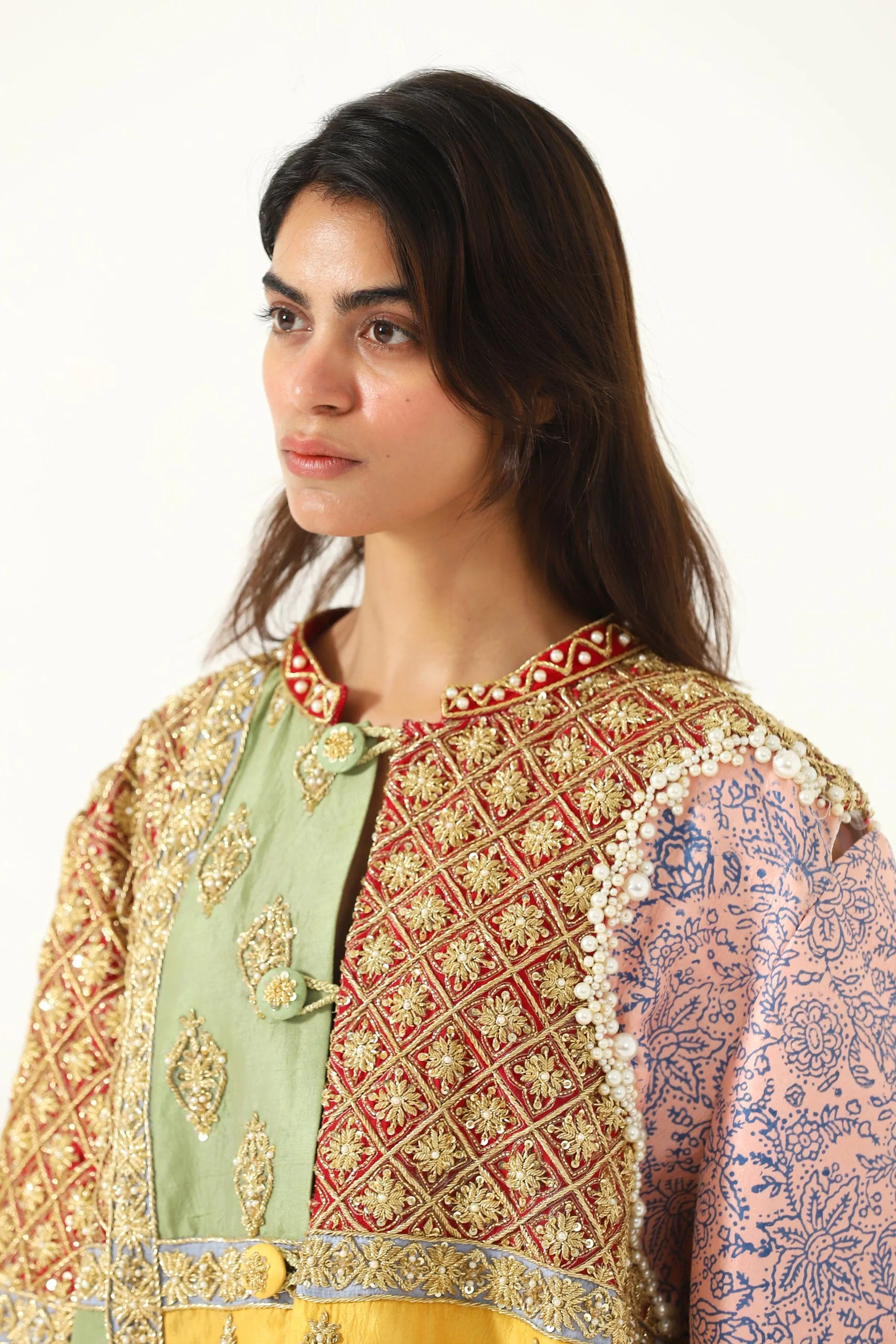 "BARSAAT" HAND EMBROIDERED SILK SHIRT-JACKET