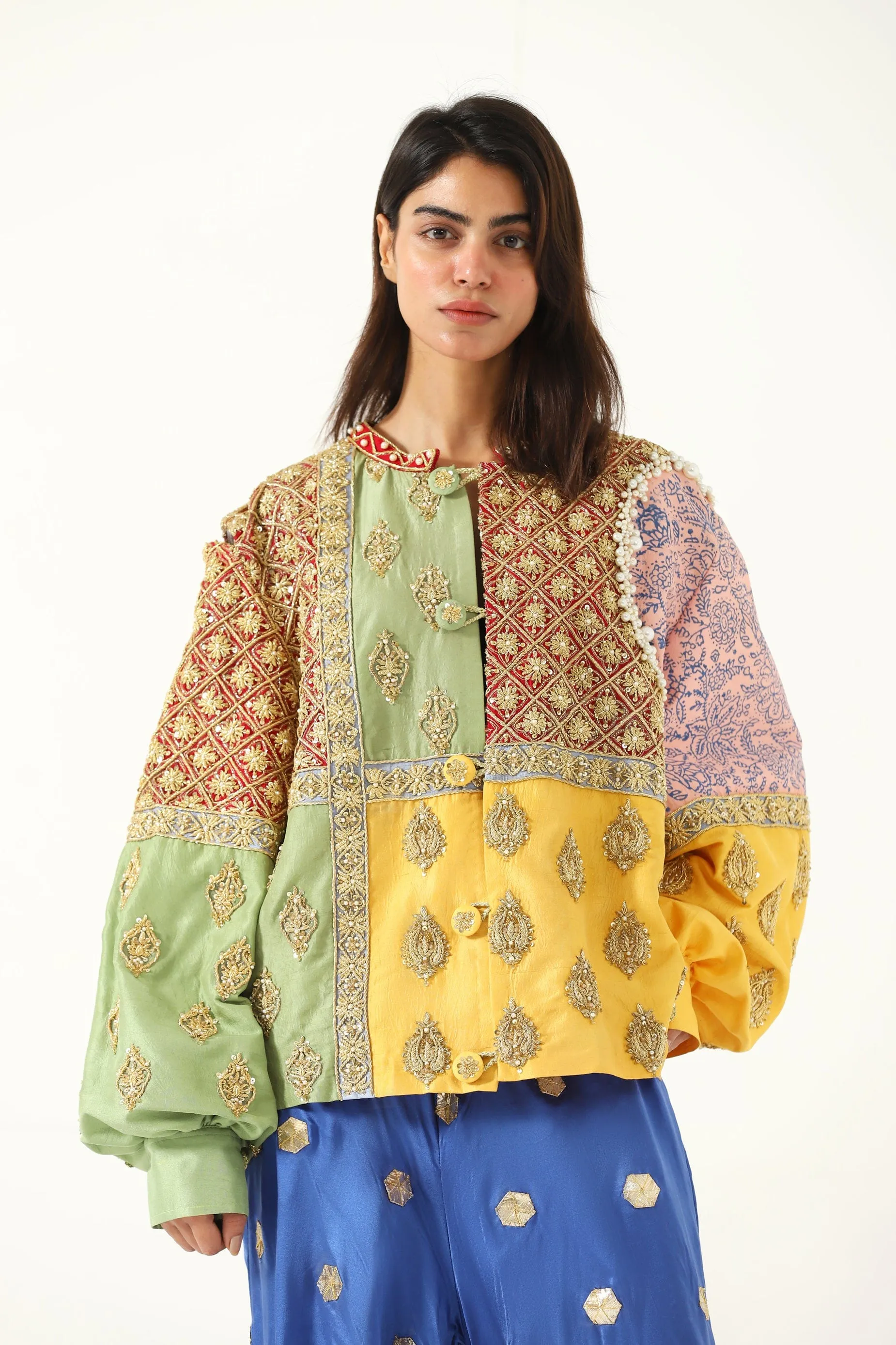 "BARSAAT" HAND EMBROIDERED SILK SHIRT-JACKET