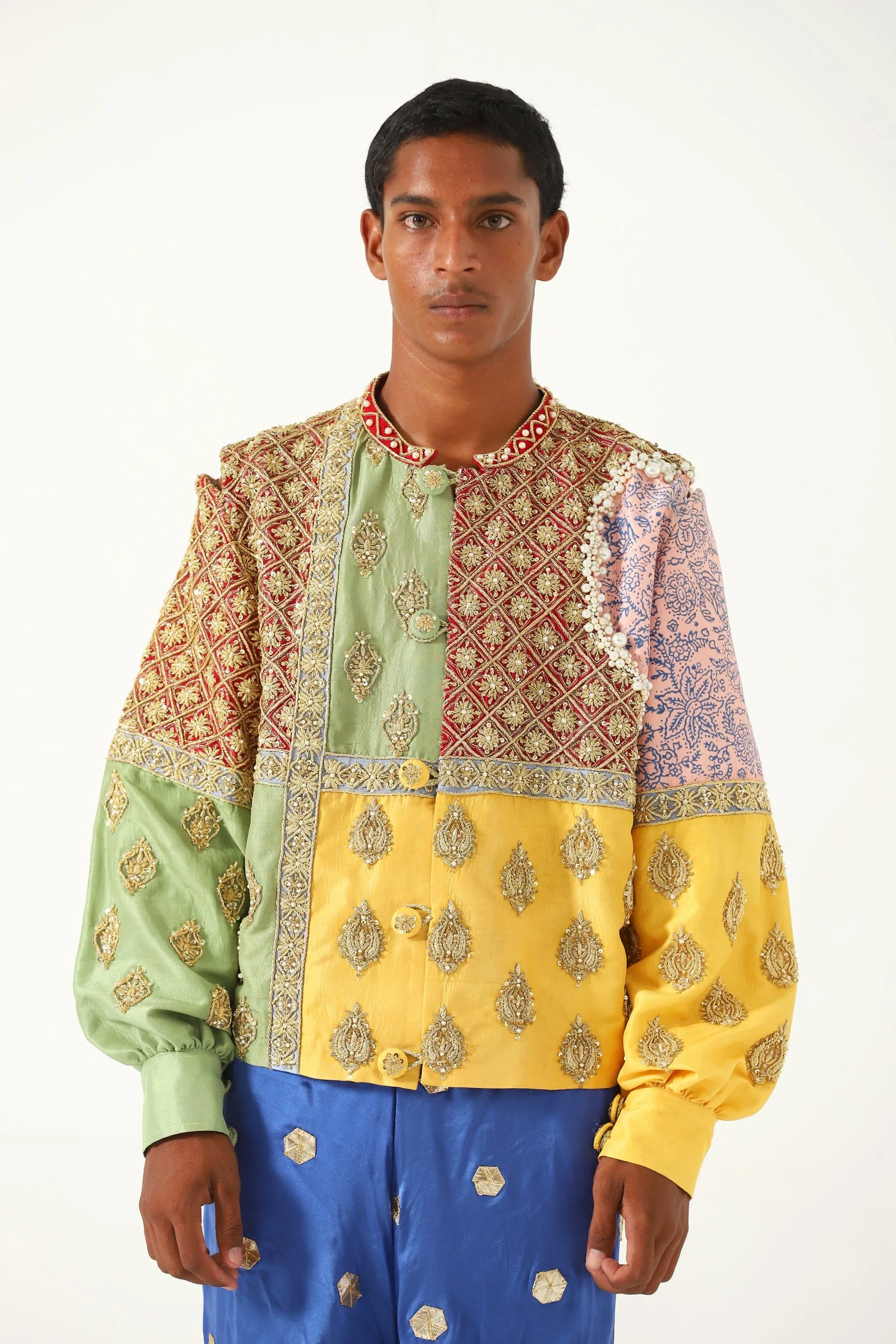 "BARSAAT" HAND EMBROIDERED SILK SHIRT-JACKET