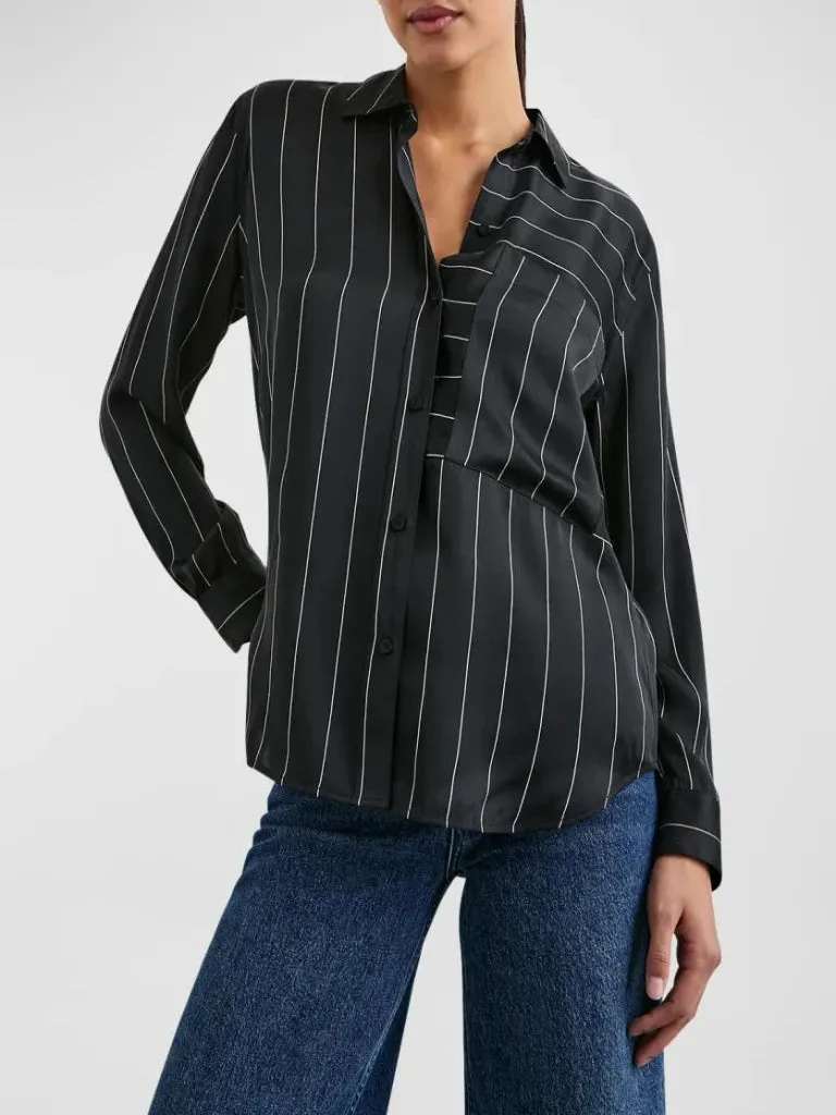 Rails Spencer Ink Stripe Silk Blouse