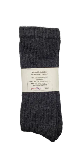 S322 Alpaca Rib Sock Charcoal Mens Large (3 X 1)