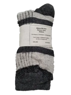 S328 Alpaca Rib Sock Grey Ladies Large / Mens Medium