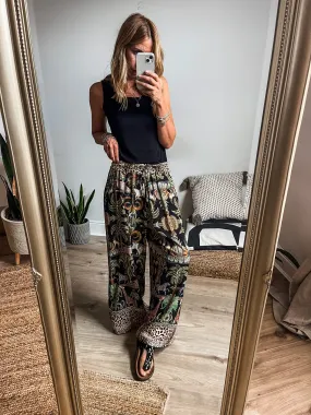 Safari Print Wide Leg Trousers