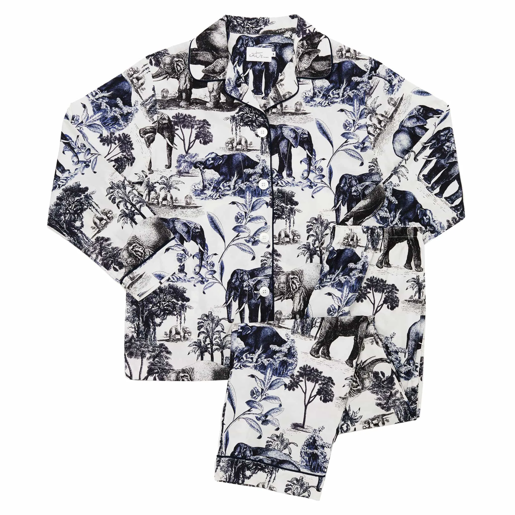 Safari Toile Luxe Pima Cotton Pajama - Blue