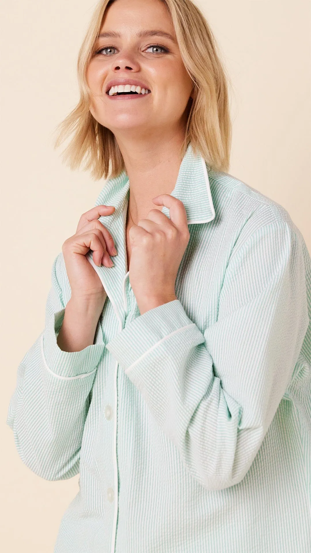 Seersucker Stripe Pajama - Mint