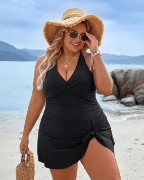 SheCurve® Plus Size One Piece Swim Dress Swimsuit Tummy Control Bathing Suits