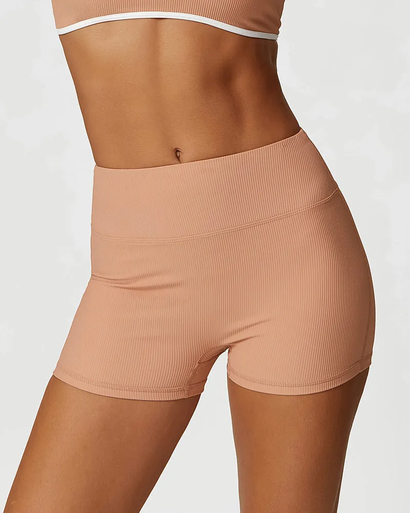 SheCurve®Comfort High Waist Ribbed Workout Shorts