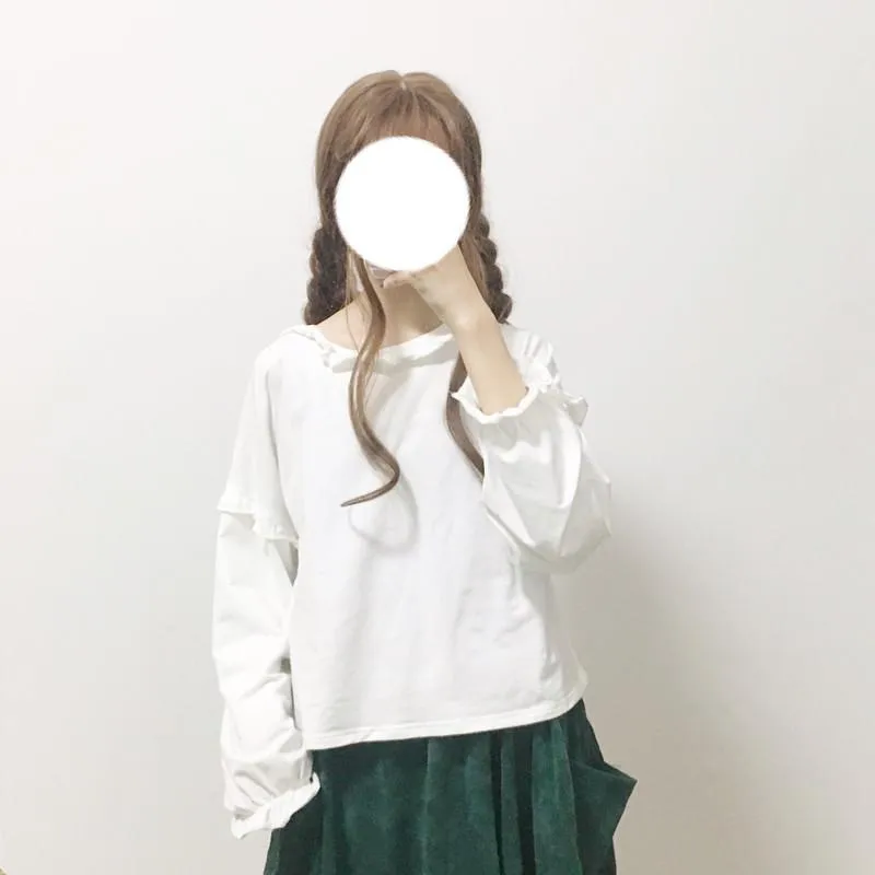 Side Bowknot Corduroy Overall Dress&Lace Shirt