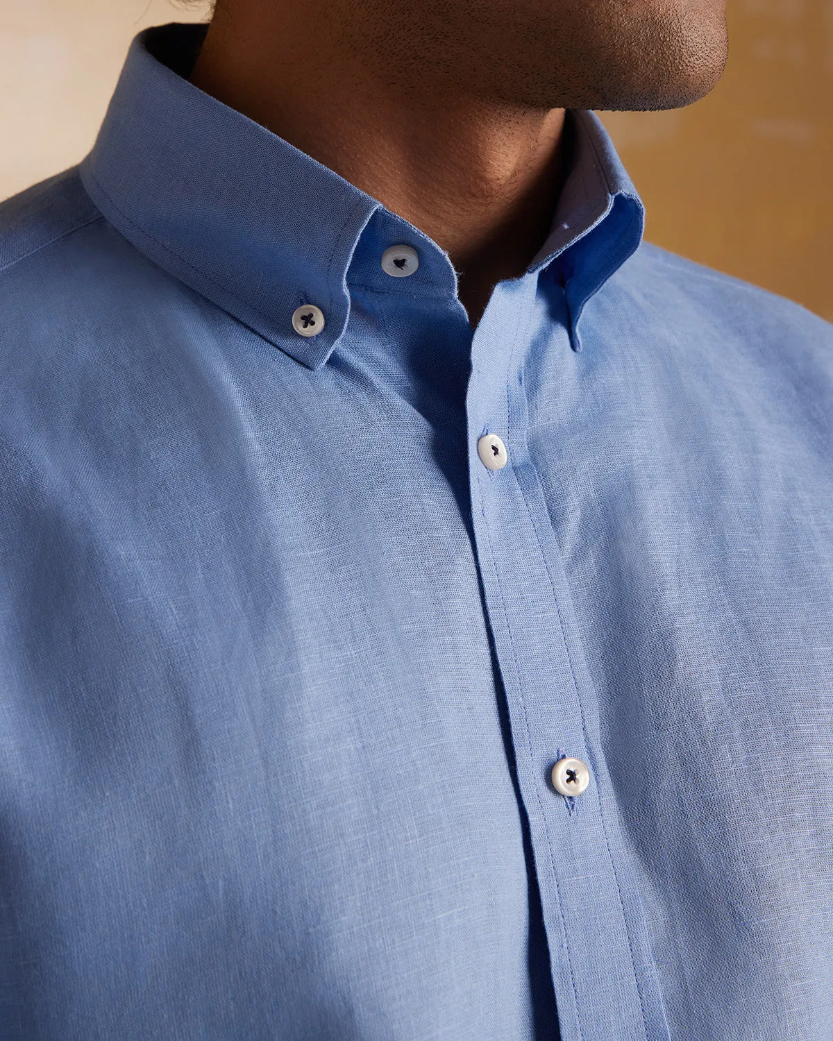 Soft Washed Linen Shirt - Blue