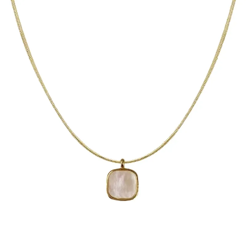 Square Shell Pendant Necklace